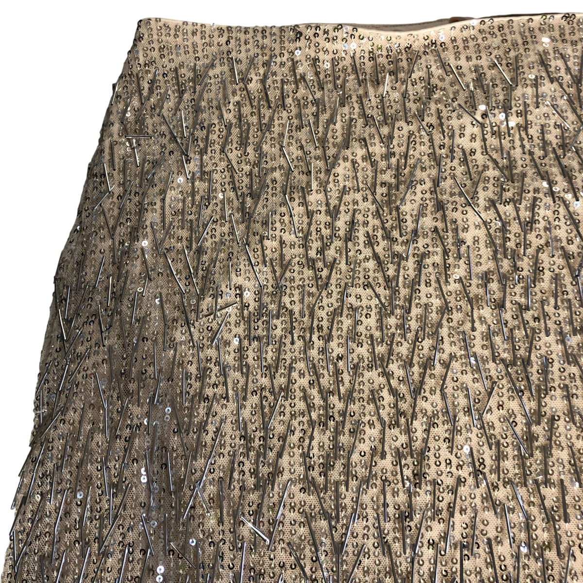 Sequin Embellished Skirt Size 16 Women's Party Midi Length Dress Beige