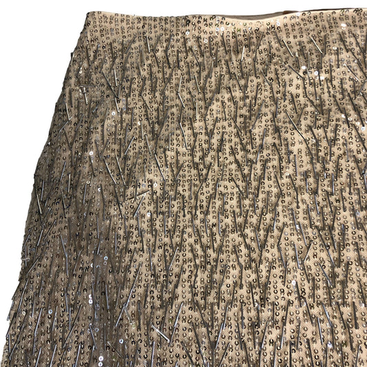 Sequin Embellished Skirt Size 16 Women's Party Midi Length Dress Beige