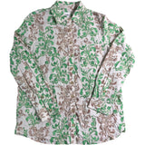 River Island Floral Print Shirt UK10 Women's Green Brown Cotton Long Sleeve