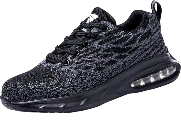 Steel Toe Cap Air Cushion Sneakers UK6 Men's Black Lightweight Athletic Shoes