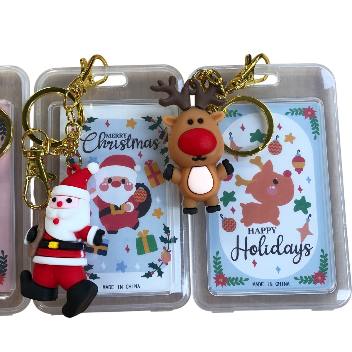 Festive Holiday Keyring Bundle Christmas Tree Santa Snowman Reindeer
