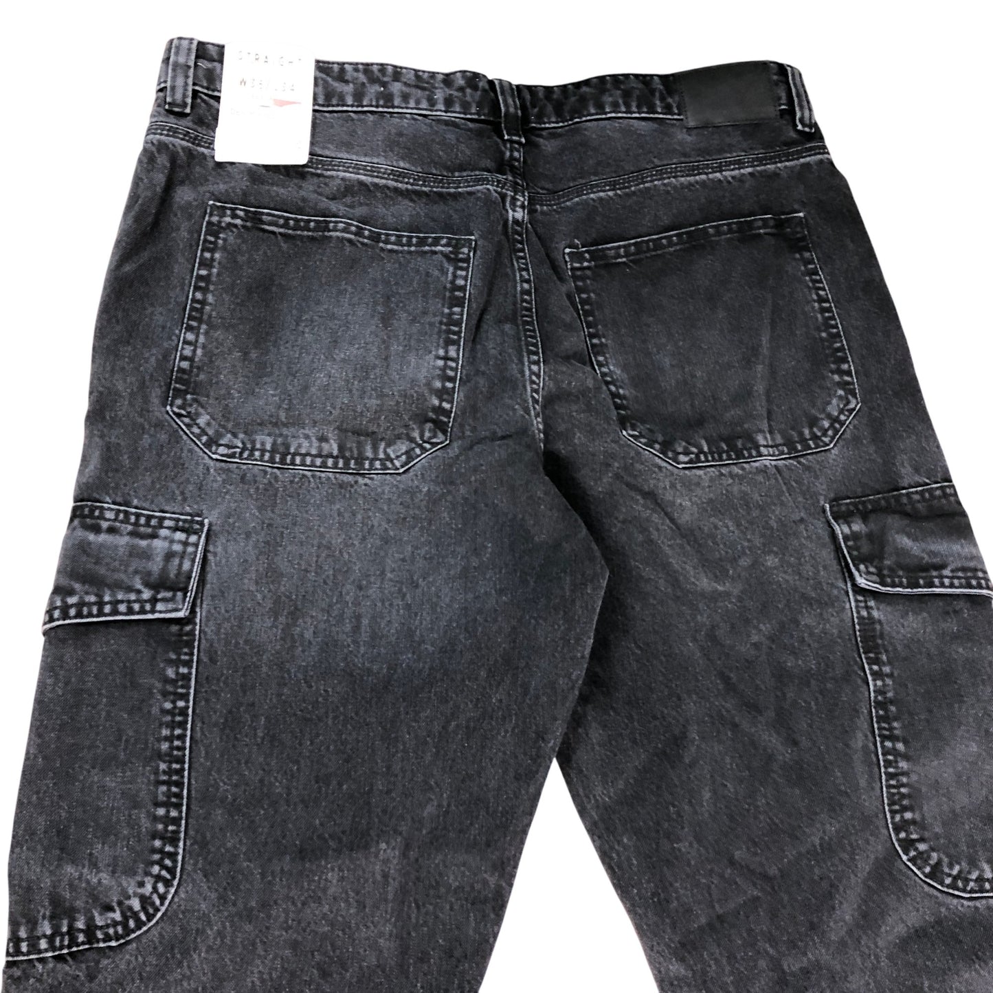 River Island Denim Specialist W36 L34 Men's Cargo Trousers Black Straight