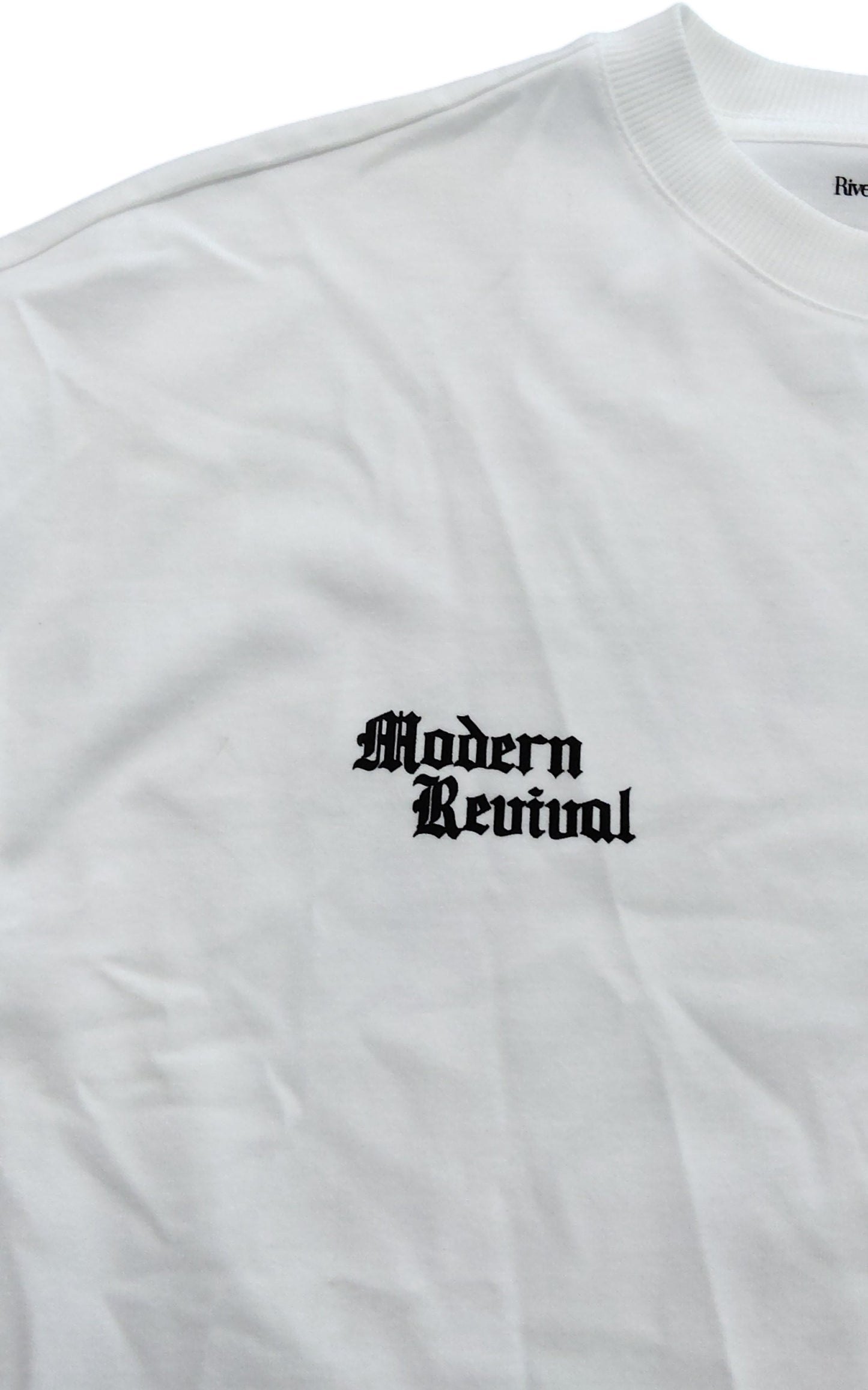 River Island Modern Revival T-Shirt UK M Men's White Cotton Graphic Tee