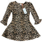 River Island Mini Dress 12-18 Months Girls Leopard Print Long Sleeve Brown