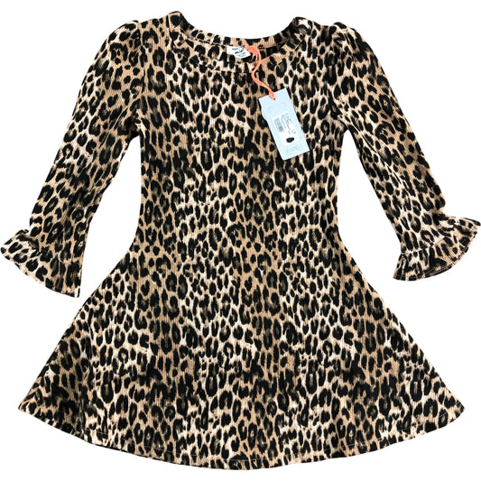 River Island Mini Dress 12-18 Months Girls Leopard Print Long Sleeve Brown