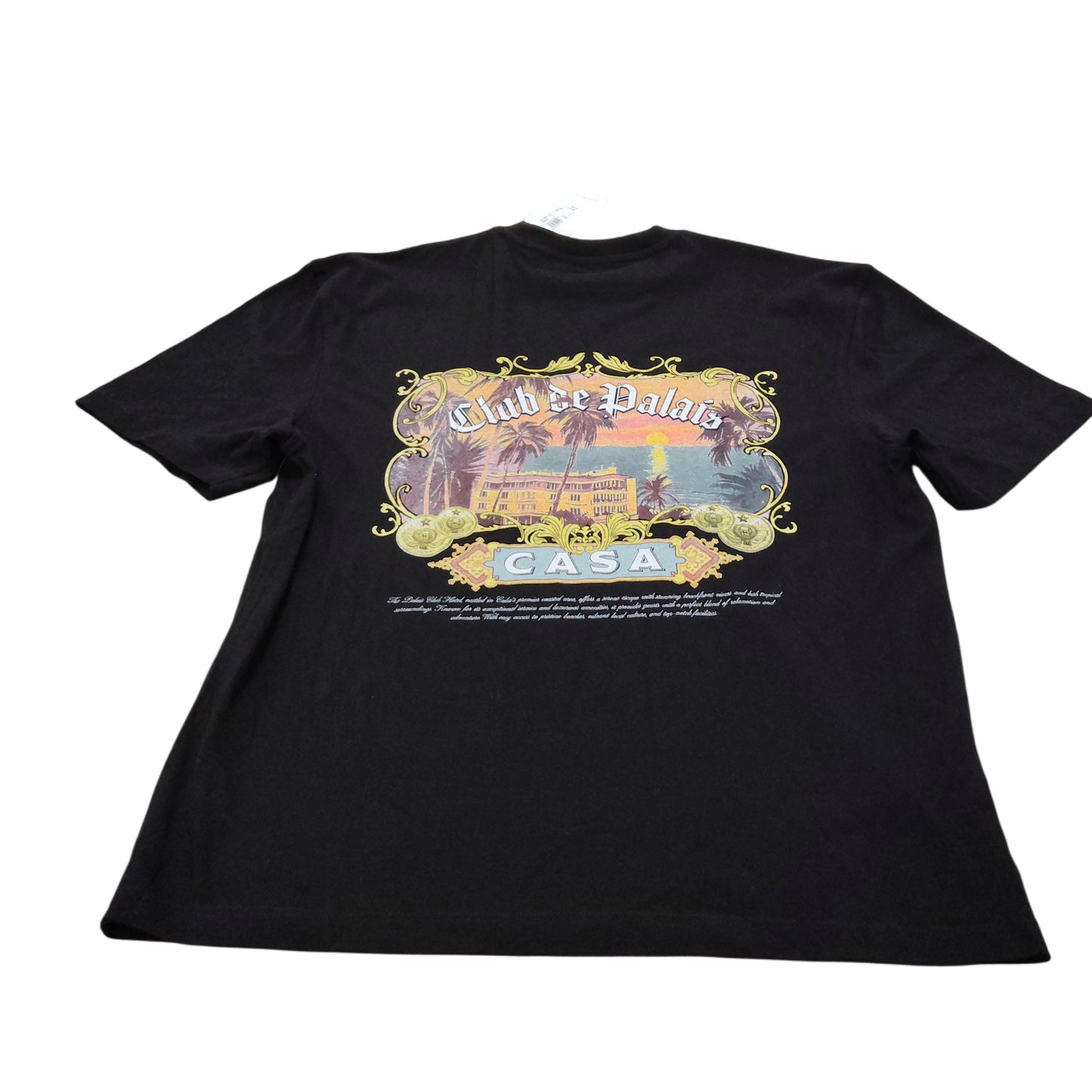 River Island Club De Palais Casa Men's T-Shirt Black Graphic Print Size M