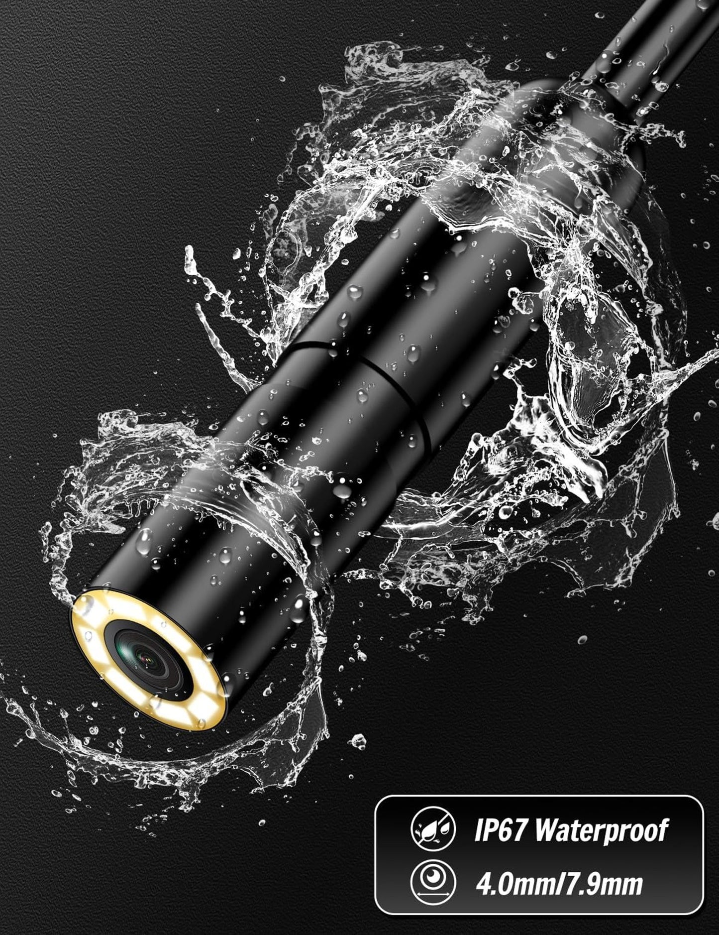 FERDILIZ 1920P HD Dual Lens Endoscope Camera Flexible Semi-Rigid Cable