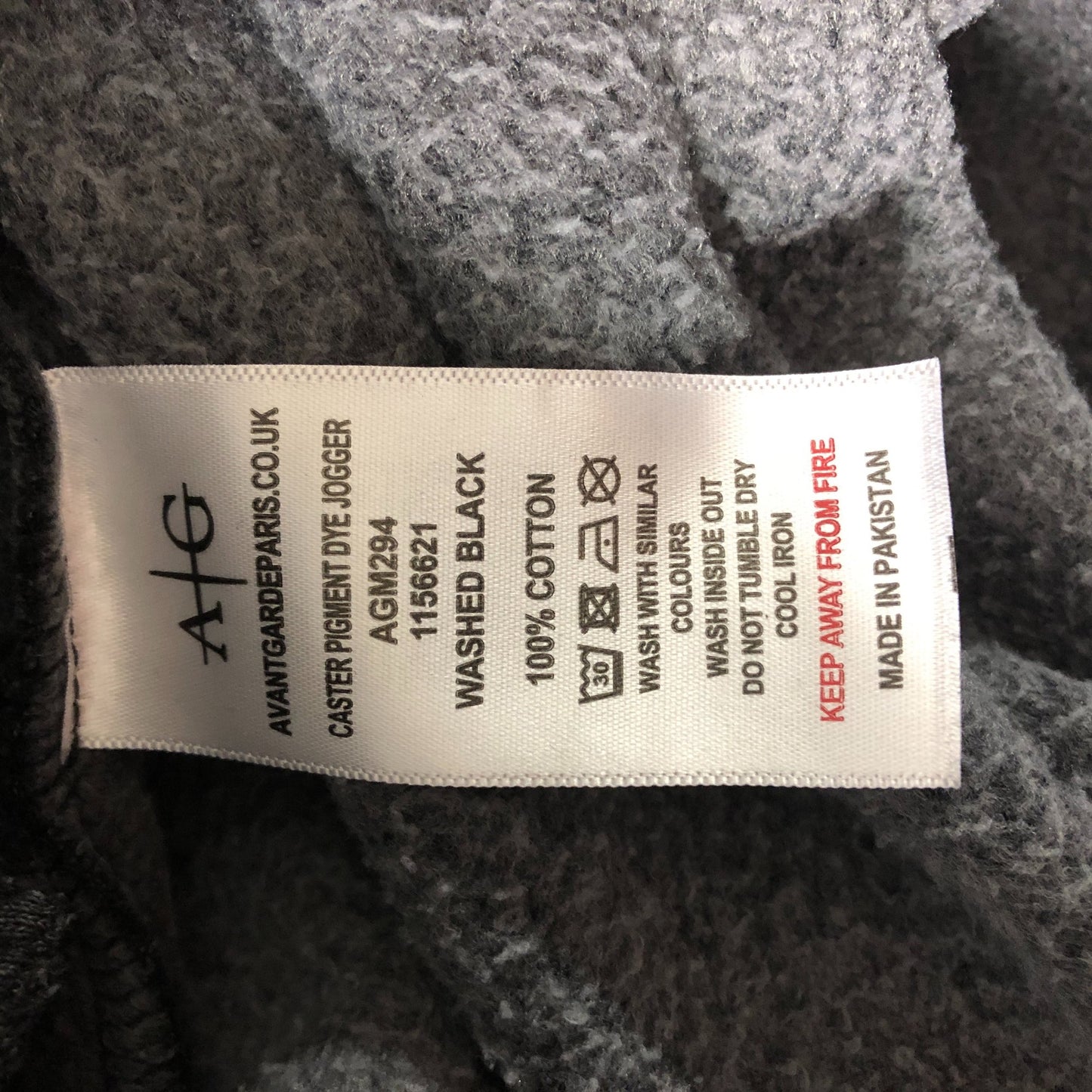 Avant Gard Paris Caster Pigment Dye Jogger Washed Black 100 Cotton Men's Small