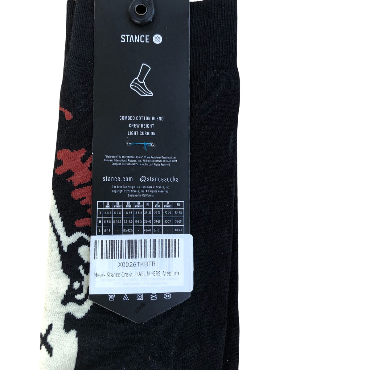 Stance Michael Myers Halloween Crew Socks M Black M5.5-7.5 W6-8.5