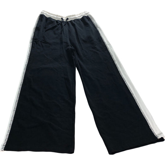 River Island Drawstring Waist Wide Leg Track Trousers Women's Black Size Large