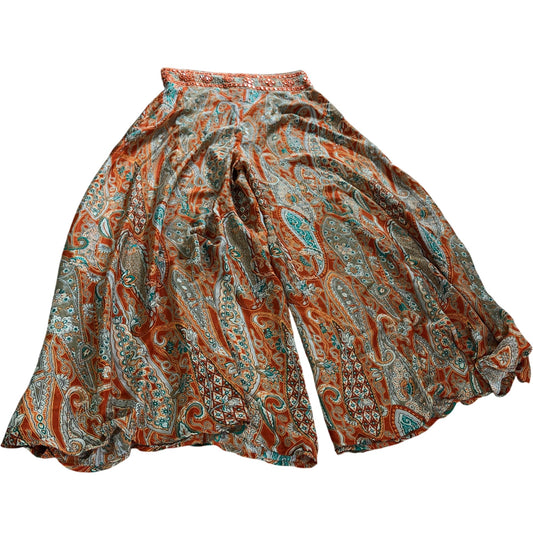 Wild Flower UK M Women's Bohemian Print Orange Wide Leg Trousers