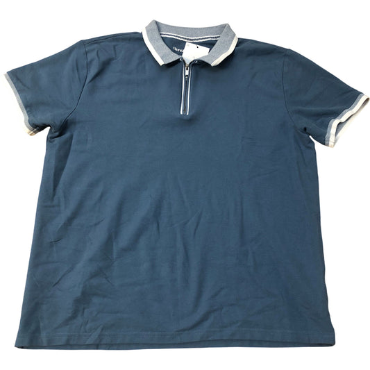 Threadbare Polo Shirt Regular Fit Blue Zip Neck Size L