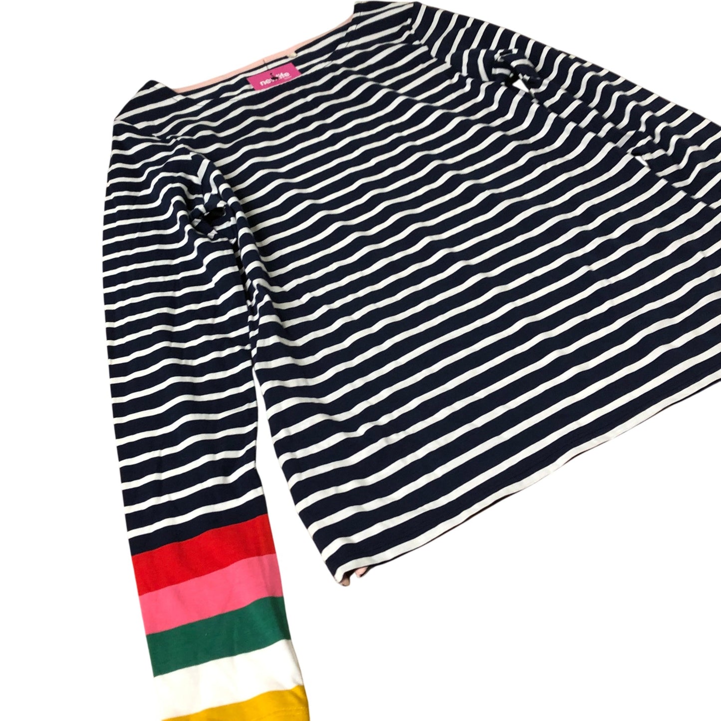 Boden Striped Long Sleeve Top Women's Casual Navy Cotton Blend UK10