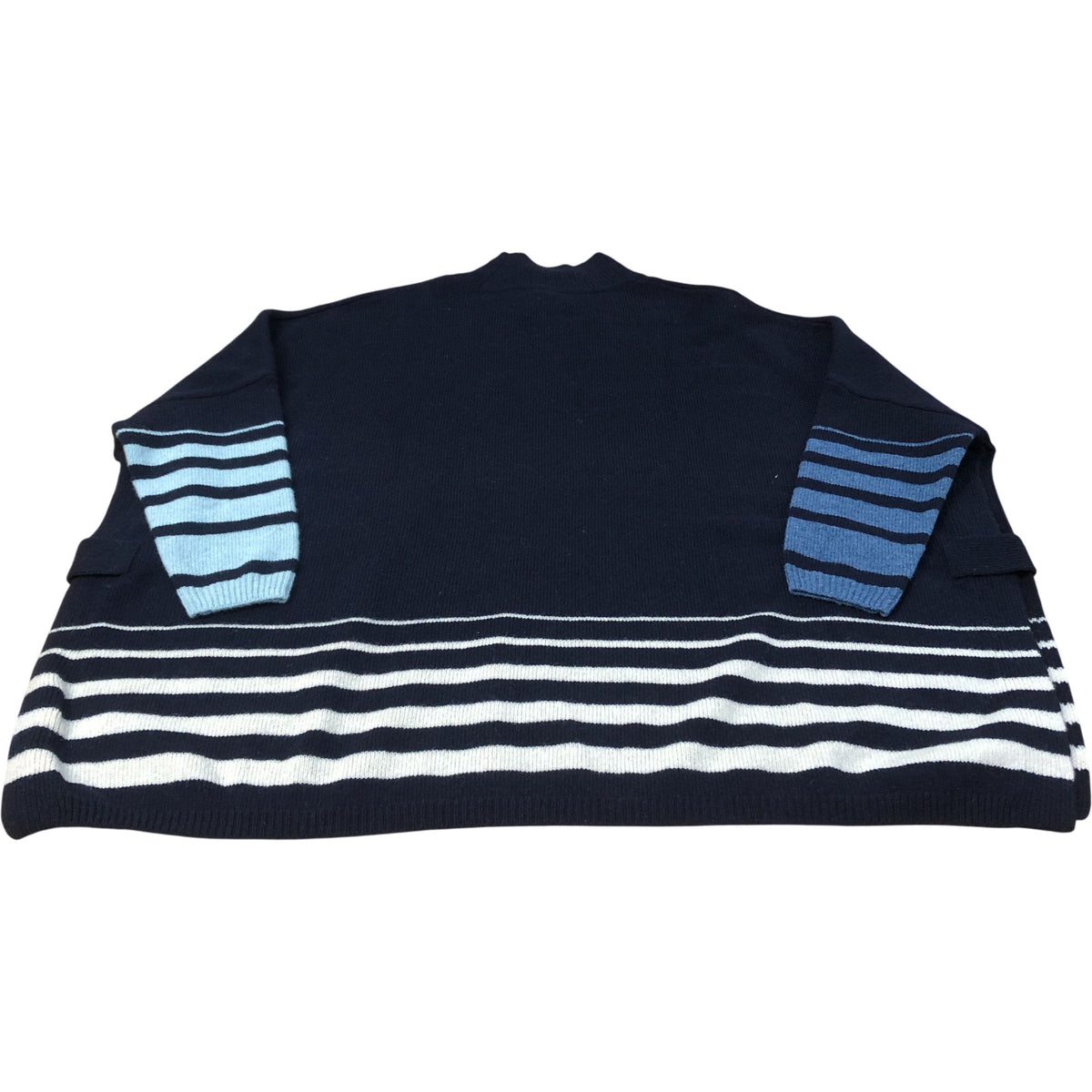 Women's Wool Blend Sweater Size 12 Navy Stripe Casual Warm Knit