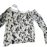 River Island Women's Size 14 Off Shoulder Blouse Beige Black Animal Print
