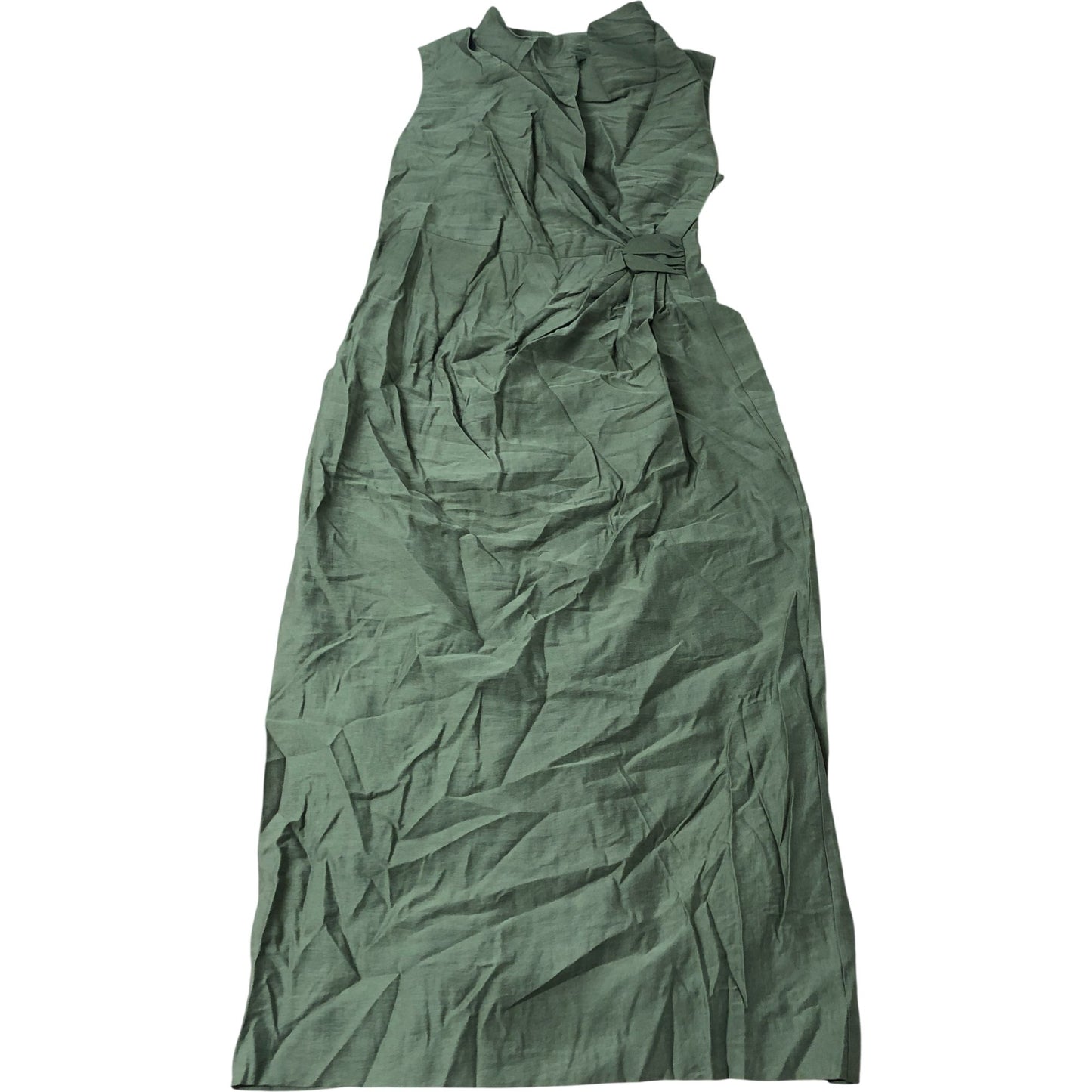 Sleeveless Wrap Dress Size 12 Women's Olive Green Tie Waist