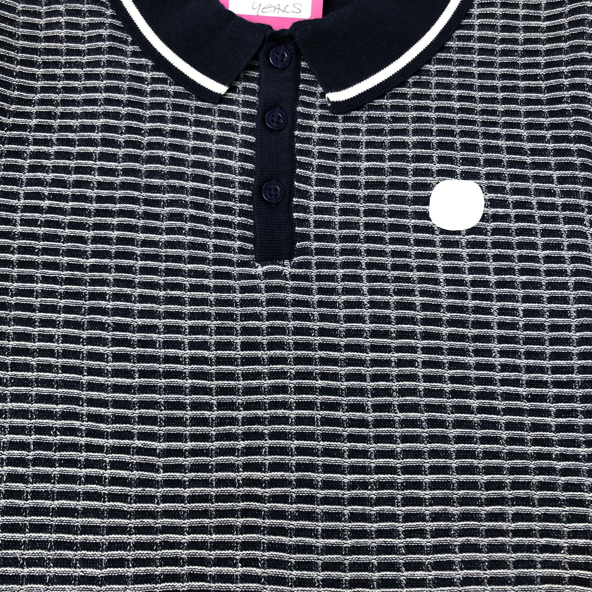 Short Sleeve Polo Shirt Size 14-15 Years Stylish Cotton Navy Patterned