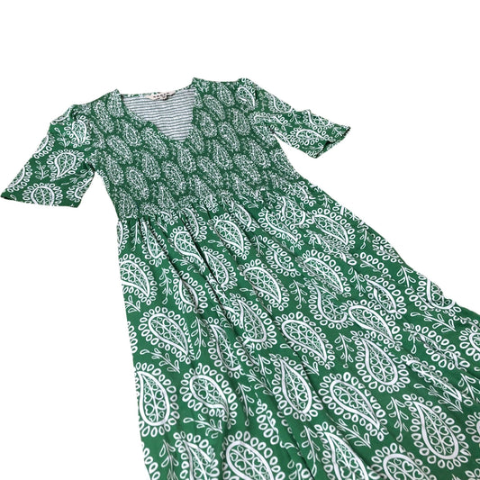 Boden Bethany Smocked Jersey Dress Women's Green Leaf Print UK4