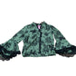 Branded Green Floral Lace Trim Blouse Women's Casual Long Sleeve Top UK6
