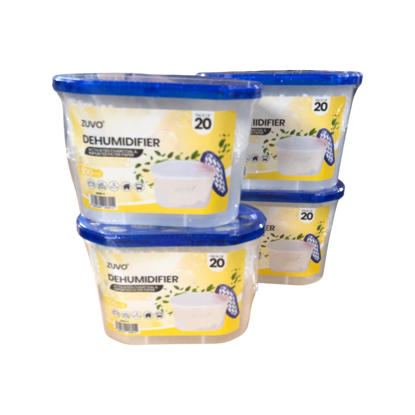 Zuvo Dehumidifier Pack of 4 Activated Charcoal Moisture Trap Odour Eliminator