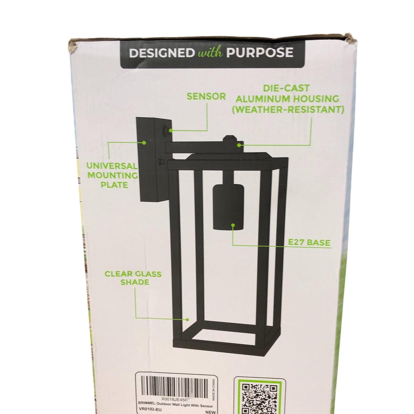 Brimmel Outdoor Wall Light VR0102 E27 Base Weather Resistant Sensors New