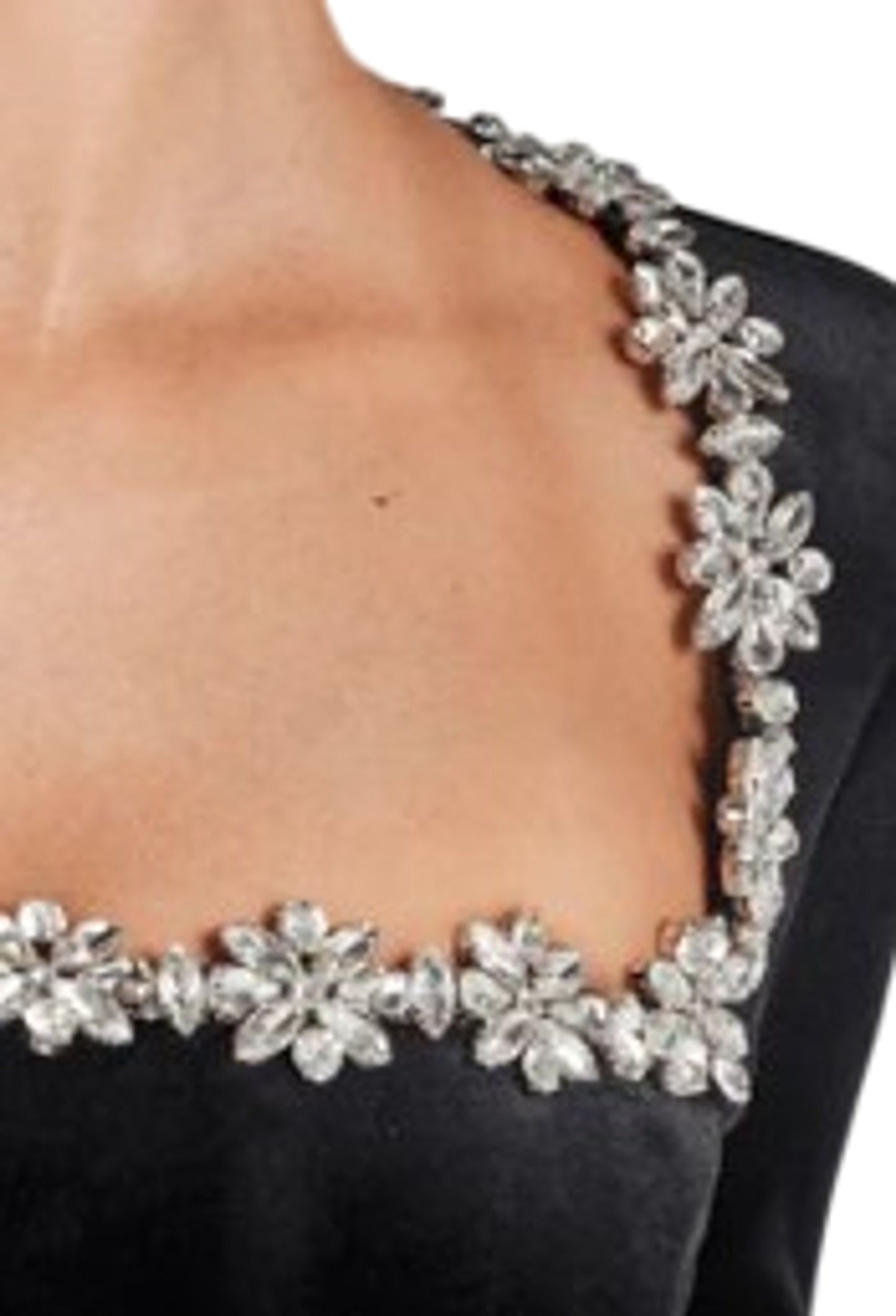 Nadine Merabi Velvet Black Jumpsuit Women's Long Sleeve Embellished Size 18