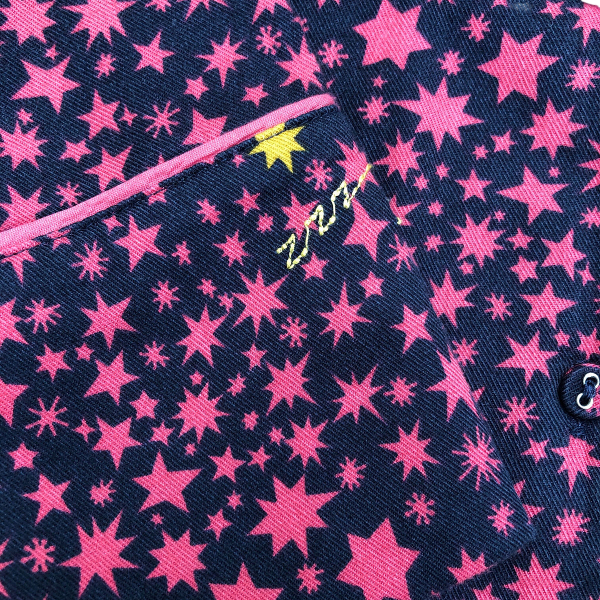 Navy Multi Printed Pyjama Top Organic Cotton Stars Size 8