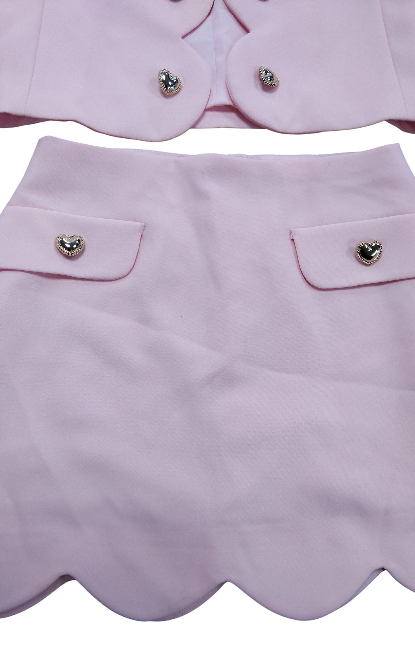 River Island Girls 9-10 Years Pink Scalloped Edge Blazer Skirt Suit Set