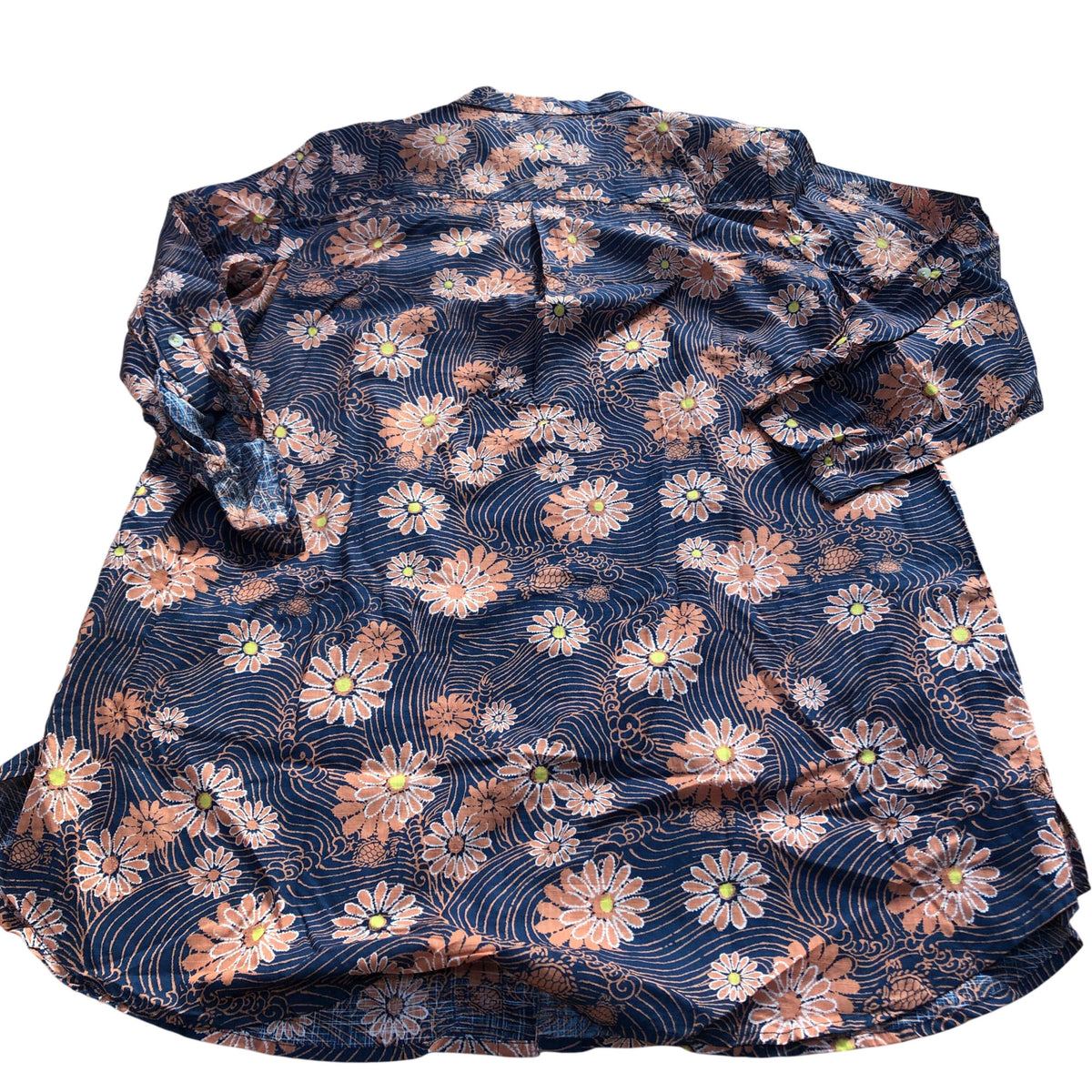Floral Print Shirt 100% Organic Cotton Size L Women's Long Sleeve