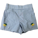 River Island Mini Girls Shorts 3-4 Yrs Blue Striped Lemon Embroidery