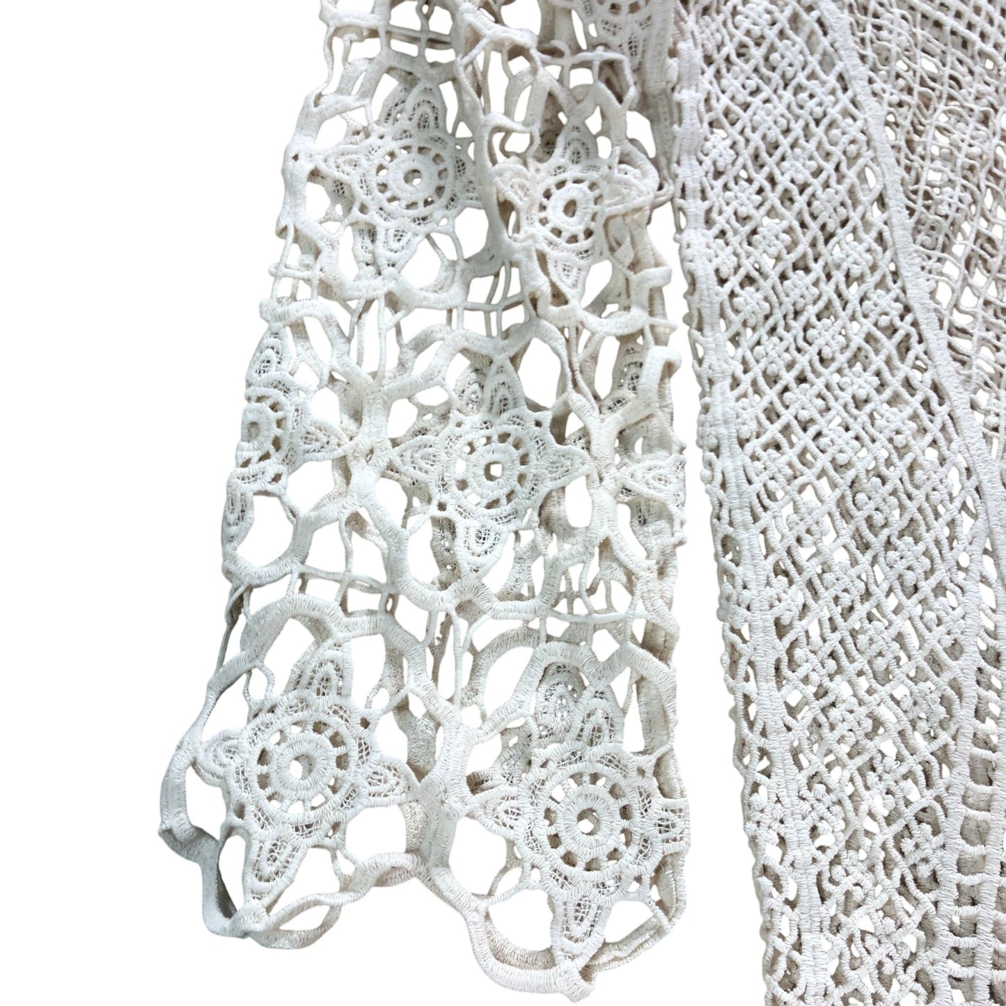 River Island Crochet Beach Cover Up XS Women's Cream Fringed Lace Dress