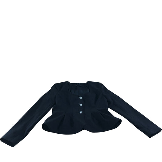 River Island Peplum Blazer UK12 Women's Black Button Detail Long Sleeve