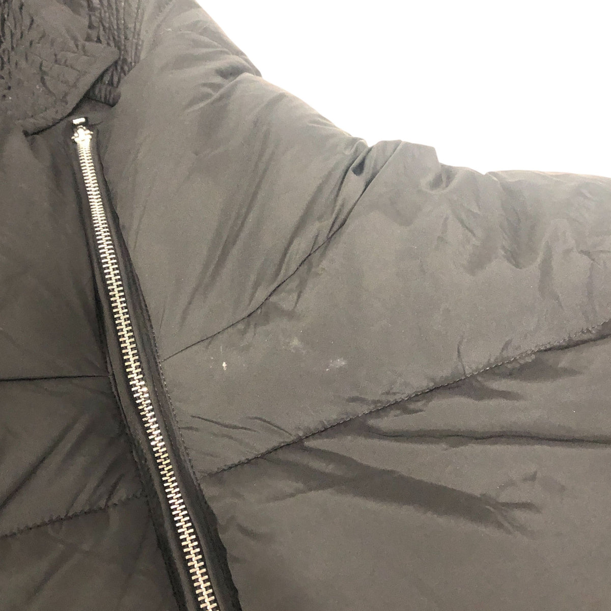Hooded Puffer Jacket Black Zip Up Warm Coat Lightweight Large UK14-16