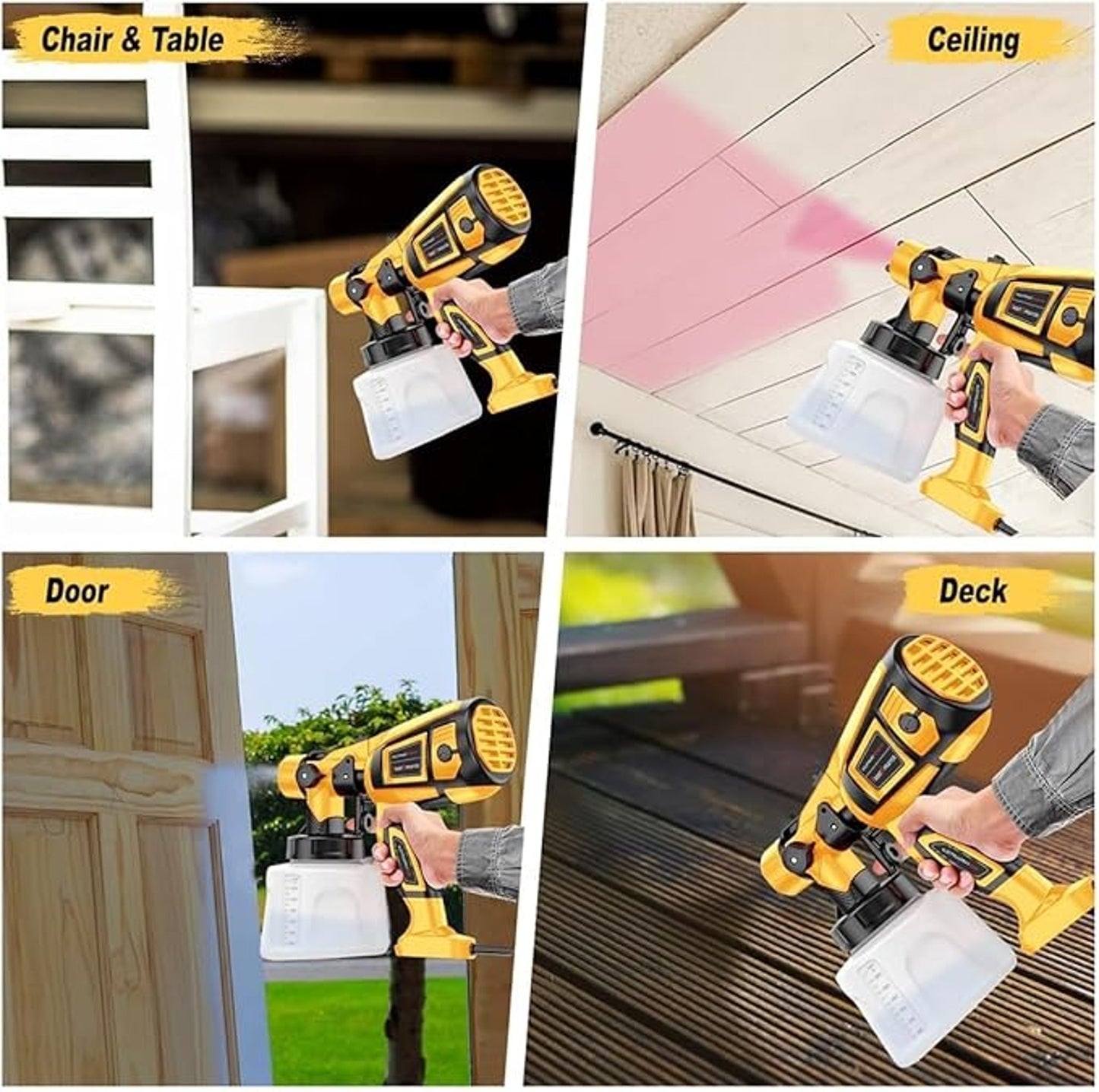 NEW 1000W WET PAINT SPRAYER With 4 Nozzles Adjustable Flow Control 3 Patterns