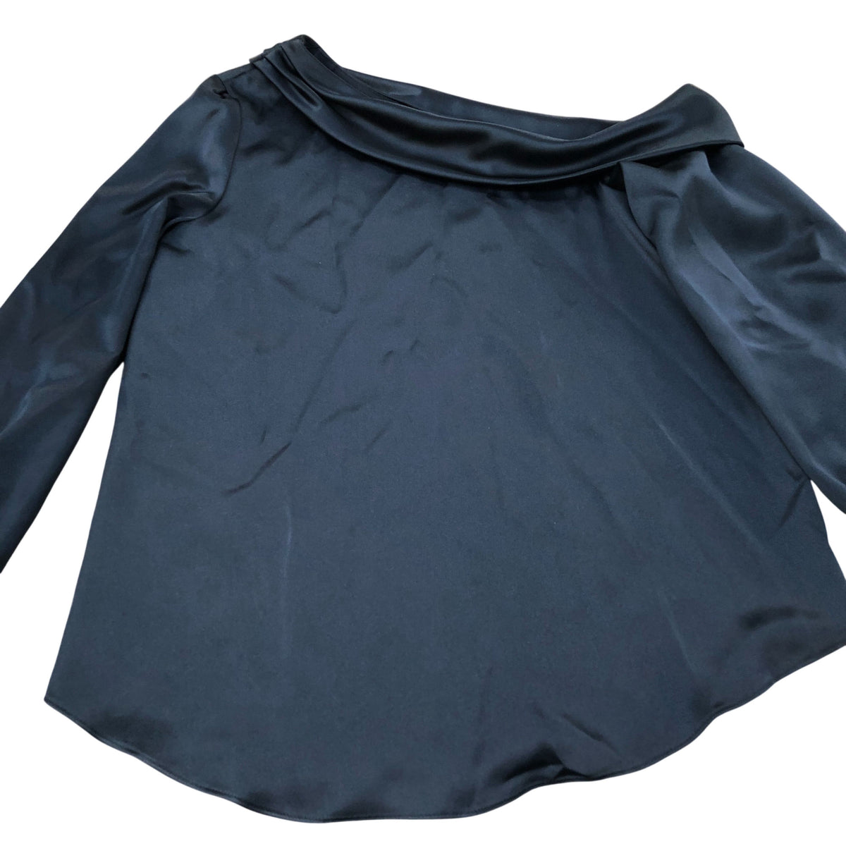 River Island Off The Shoulder Blouse UK Size 8 Women's Long Sleeve Black Satin