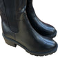 Wide Fit Black Knee High Boots Chunky Heel Faux Leather Size 5