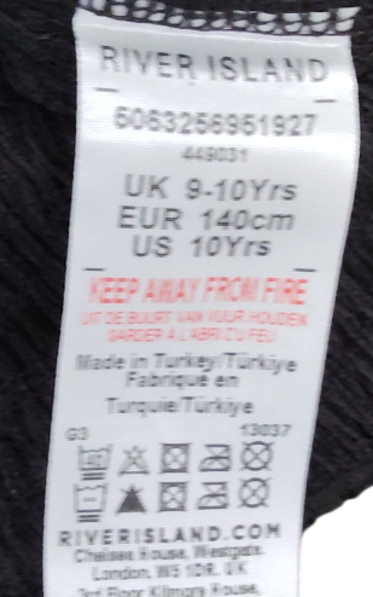 River Island NYC Brooklyn T-Shirt Size 9-10 Years Kids Black White Design