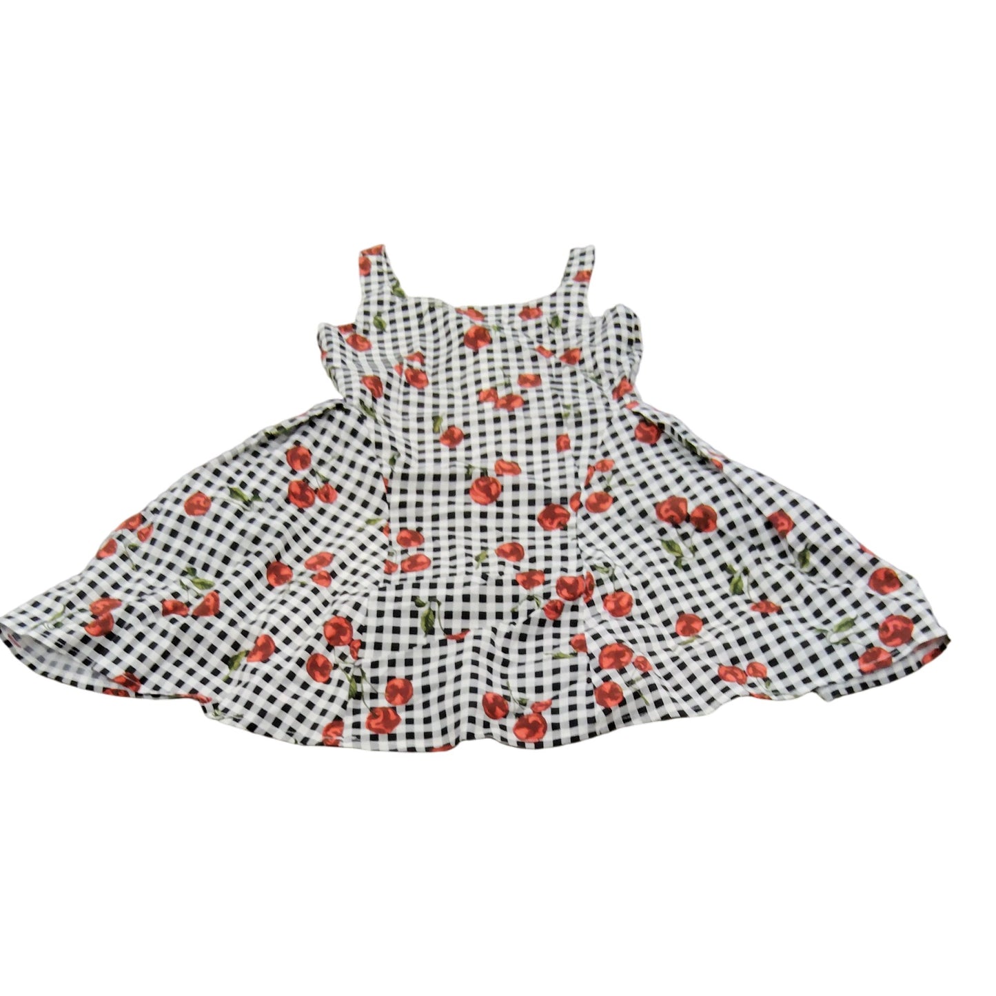 Cute Gingham Cherry Print Dress 7 Years Girls Sleeveless Flare Summer