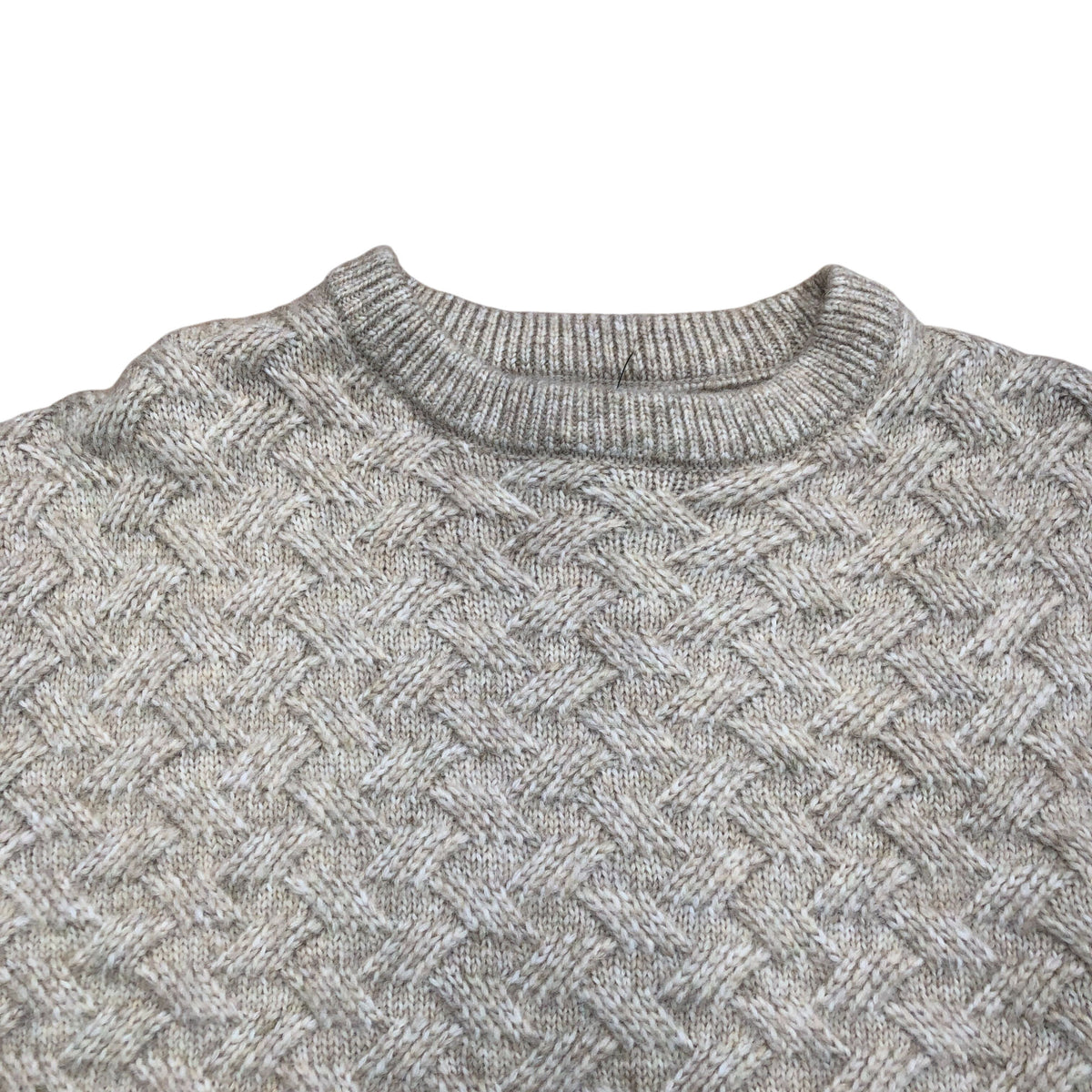 River Island Chunky Knit Sweater Wool Blend Cream Herringbone Pattern Size M