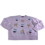 Petite Christmas Sweater UK Medium Women's Pink Bow Pudding