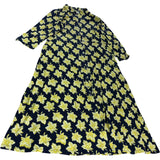UK14 Women's Floral Print Midi Dress Yellow Floral Pattern