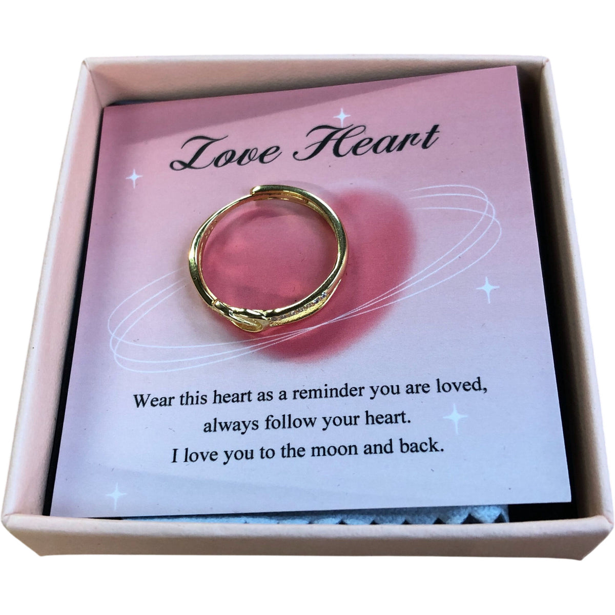 Bmmye Love Heart Infinity Detail Gold Plated Sterling Silver Ring Size T