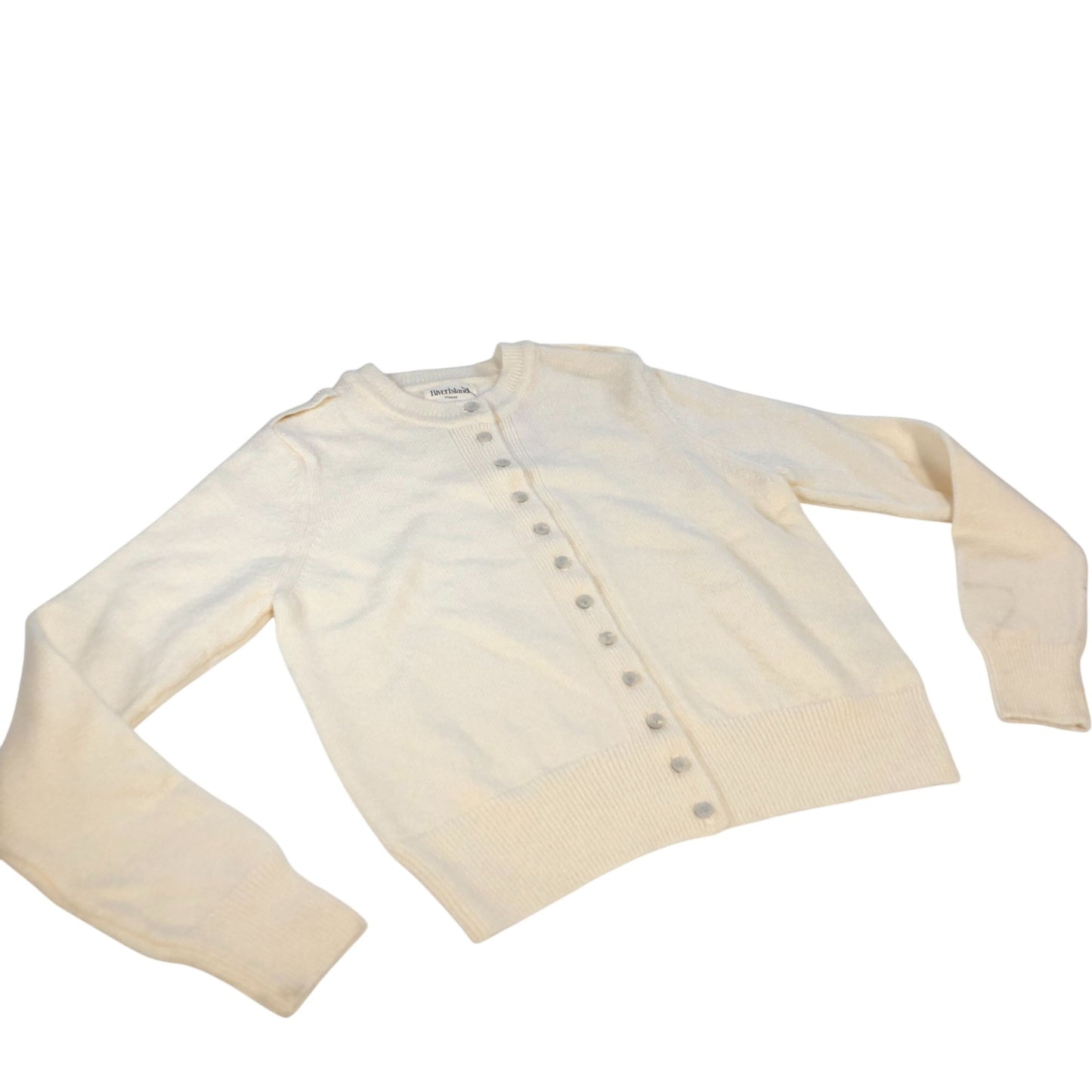 River Island  Cream Knitted Cardigan Women's Button Front Style Small
