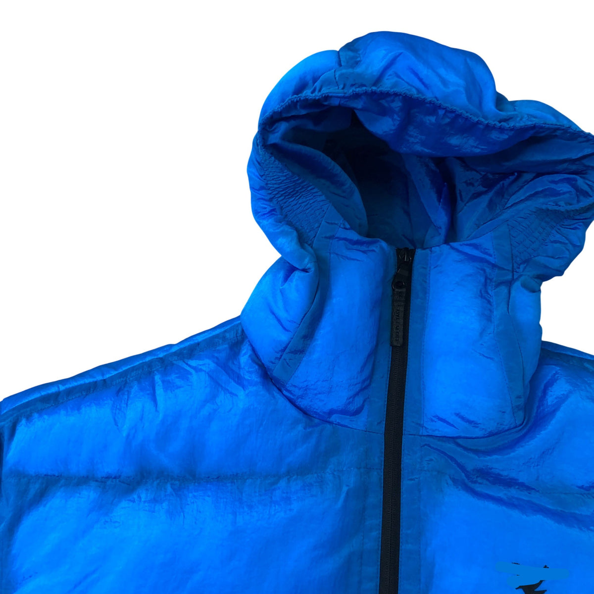 Translucent Blue Hooded Puffer Jacket Size M