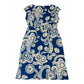 Floral Print Dress Size 12 Women's Blue White Short Sleeves Summer