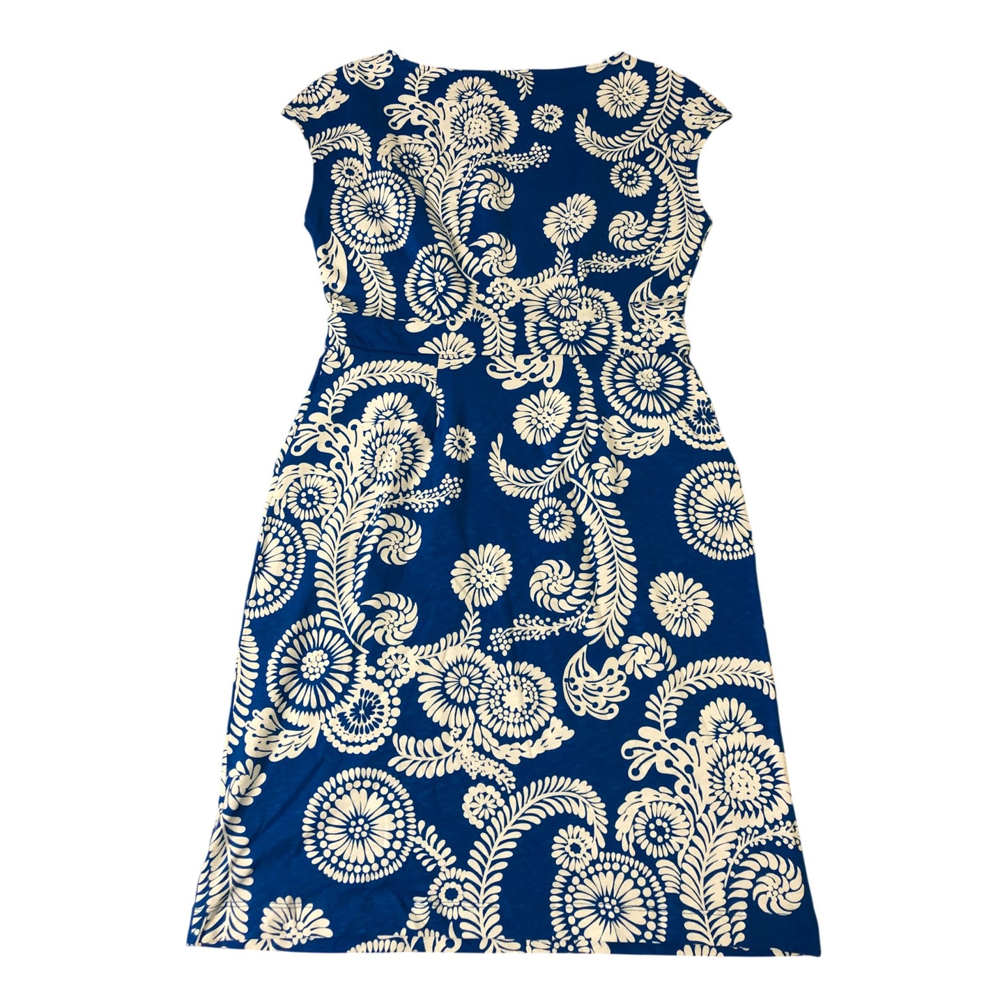 Floral Print Dress Size 12 Women's Blue White Short Sleeves Summer