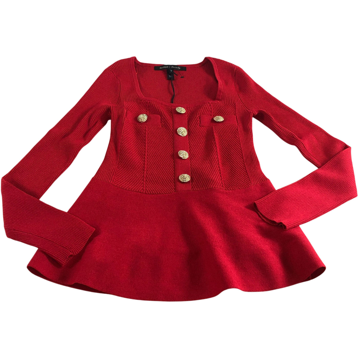 River Island Women's Size XS Red Long Sleeve Button Detail Sweater Top
