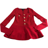 River Island Women's Size XS Red Long Sleeve Button Detail Sweater Top
