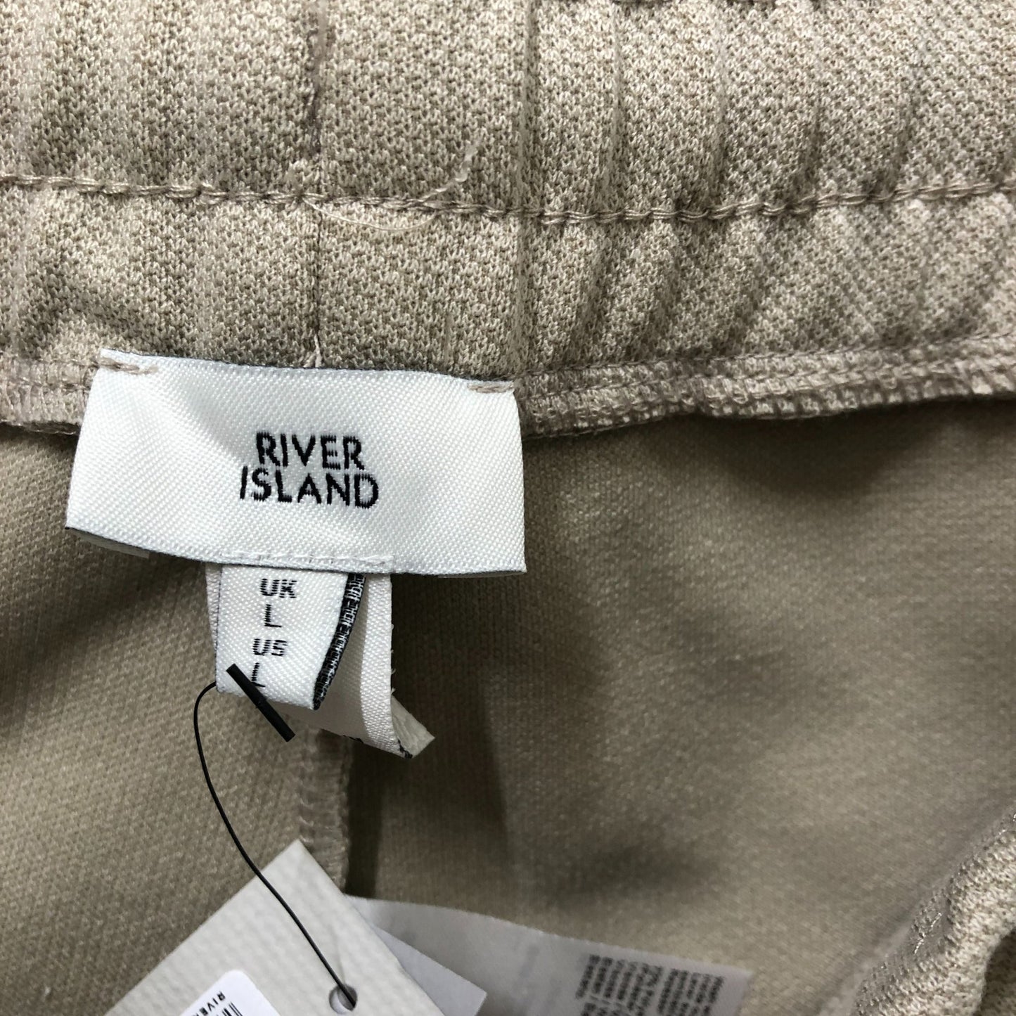 River Island Slim Fit Cargo Trousers UK L Jersey Light Stone Elasticated Cuff