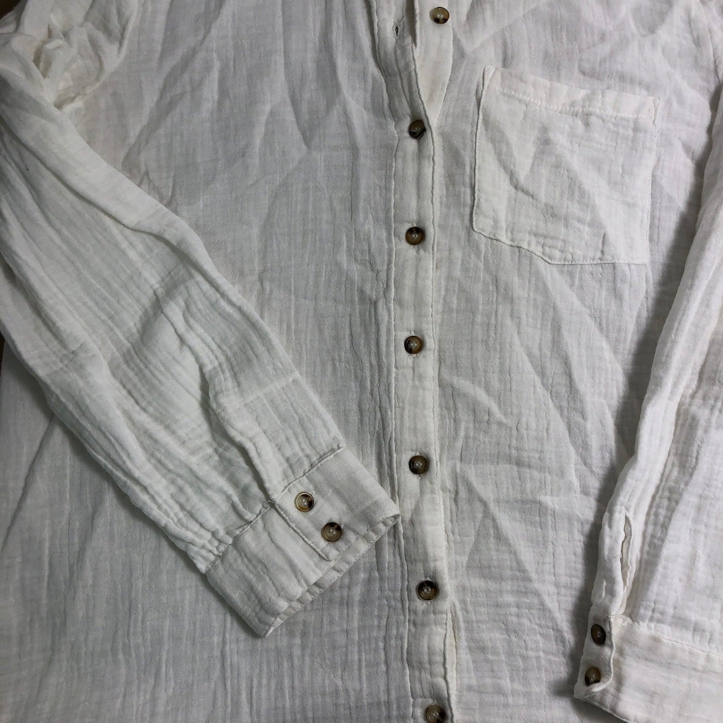 River Island Relaxed Fit Shirt Size 10 Women's White Cotton Button Up Top